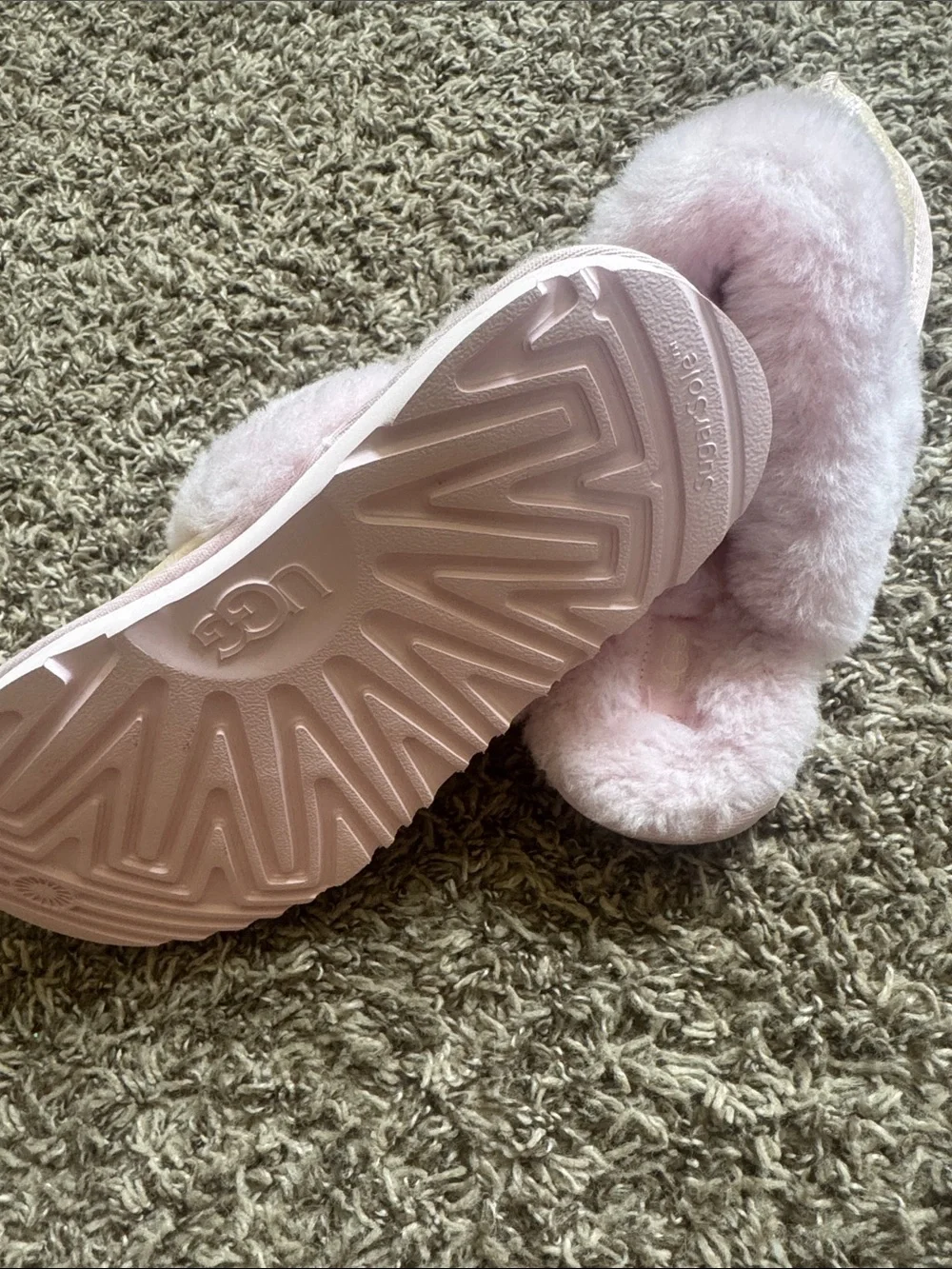 UGG Pink Glitter Cozy Slide Slippers